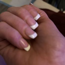 They are clearly uneven and not properly buffed out after the acrylic was applied and the shape is not even close to what I asked for.