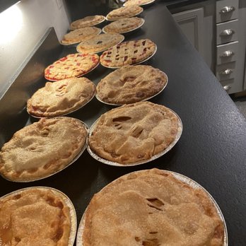 The Pie Guy - several pies lined up on the counter - Bakeries Near Me - Willsboro, New York The Pie Guy - several pies lined up on the counter - Bakeries Near Me - Willsboro, New York