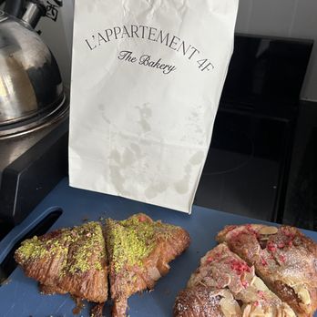 L'Appartement 4F - pistachio croissant and rose/raspberry croissant - Bakeries Near Me - Brooklyn, New York