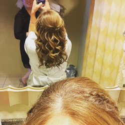 My wedding day hair, courtesy of Melanie!