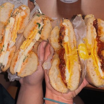 Bagelsaurus - Eggspanola Sandwich and the jumbo with roasted tomatoes - Bagels Near Me - Cambridge, Massachusetts Bagelsaurus - Eggspanola Sandwich and the jumbo with roasted tomatoes - Bagels Near Me - Cambridge, Massachusetts