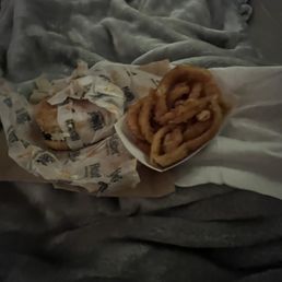 Char Burger + Onion Rings Char Burger + Onion Rings
