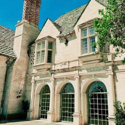 Greystone Mansion & Gardens - The Doheny Estate - The Mansion Terrace. Behind the windows is the Card Room.
