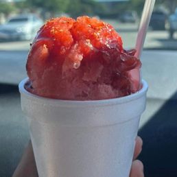 Strawberry garrafa ice-cream prepared with chamoy and tajin. Strawberry garrafa ice-cream prepared with chamoy and tajin.