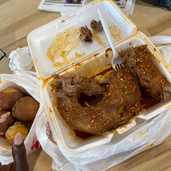 Cajun's City - Turkey Neck and Potato's with medium cajun sauce - Cajun/Creole Near Me - Houston, Texas Cajun's City - Turkey Neck and Potato's with medium cajun sauce - Cajun/Creole Near Me - Houston, Texas