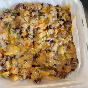 Abby's - Steak Fries with mushrooms onions green peppers and cheese throughout! - Caribbean Near Me - Pittsburgh, Pennsylvania