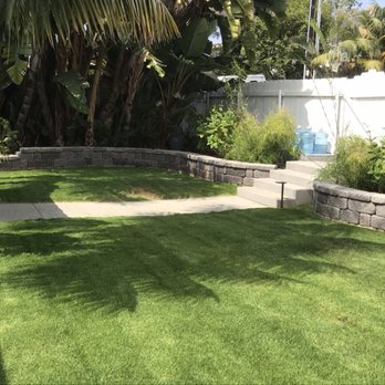 Lawn Pros - I recently built the wall & landscape. We mow the lawn now too. - Gardeners Near Me - Oceanside, California
