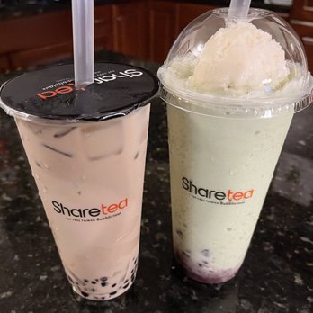 Sharetea - Happy Family milk tea and Matcha red bean ice today. - Bubble Tea Near Me - St. Charles, Illinois
