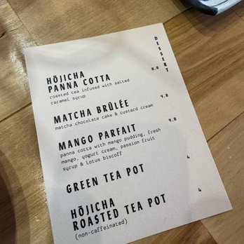 zoku - Dessert menu - Izakaya Near Me - Redondo Beach, California