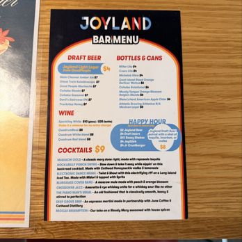 Joyland - Bar Menu - Burgers Near Me - Birmingham, Alabama