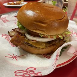 Hamburger with bacon- so good Hamburger with bacon- so good