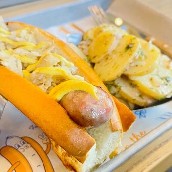 Wursthall - Beer Bratwurst with Potato Salad - German Near Me - San Mateo, California Wursthall - Beer Bratwurst with Potato Salad - German Near Me - San Mateo, California