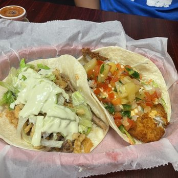 Luna's Tacos - Texas brisket with lettuce and Coconut Fish - Tacos Near Me - Round Rock, Texas Luna's Tacos - Texas brisket with lettuce and Coconut Fish - Tacos Near Me - Round Rock, Texas