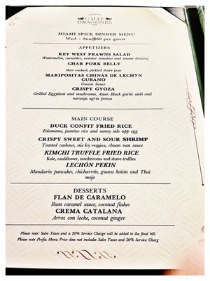Menu photo 4 Calle Dragones Miami, FL