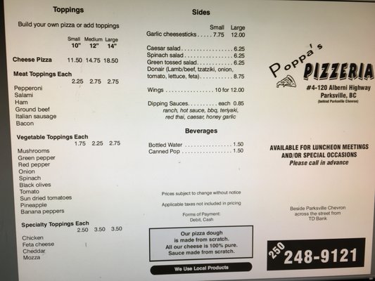 Menu photo 2 Poppa's Pizzeria Parksville, BC Menu photo 2 Poppa's Pizzeria Parksville, BC