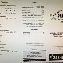 Poppa's Pizzeria - MENU UPDATE