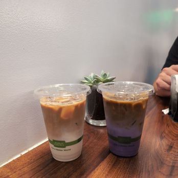 Kaizen & Coffee - Okinawa brown sugar (left) and Uber latte (right) - Coffee & Tea Near Me - San Mateo, California Kaizen & Coffee - Okinawa brown sugar (left) and Uber latte (right) - Coffee & Tea Near Me - San Mateo, California