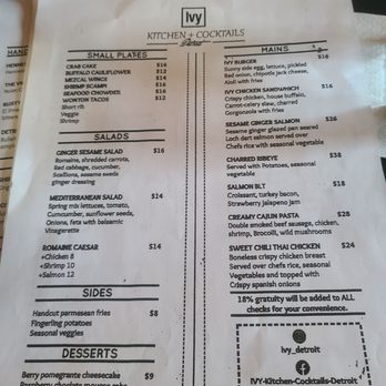 Ivy Kitchen + Cocktails - Menu - New American Near Me - Detroit, Michigan Ivy Kitchen + Cocktails - Menu - New American Near Me - Detroit, Michigan