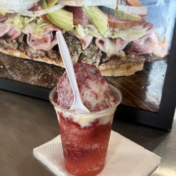 Las Uvas - Strawberry raspado with lechera - Sandwiches Near Me - National City, California Las Uvas - Strawberry raspado with lechera - Sandwiches Near Me - National City, California