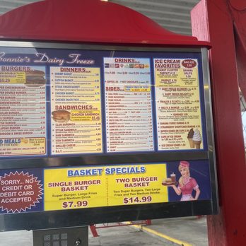 Bonnie's Dairy Freeze - the menu for the restaurant - Burgers Near Me - Fort Smith, Arkansas Bonnie's Dairy Freeze - the menu for the restaurant - Burgers Near Me - Fort Smith, Arkansas