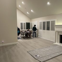 Superior View team installing the very tricky corner shutters. Superior View team installing the very tricky corner shutters.