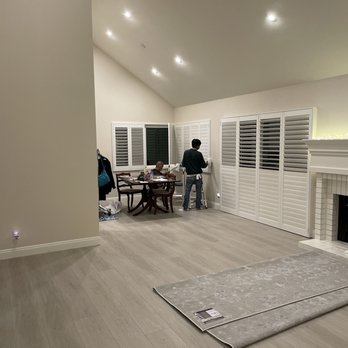Superior View Window Fashions - Superior View team installing the very tricky corner shutters. - Shades & Blinds Near Me Superior View Window Fashions - Superior View team installing the very tricky corner shutters. - Shades & Blinds Near Me