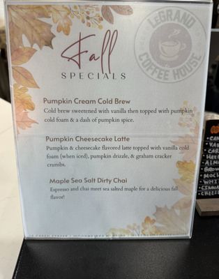 Menu photo 4 LeGrand Coffee House Woodbridge Township, NJ