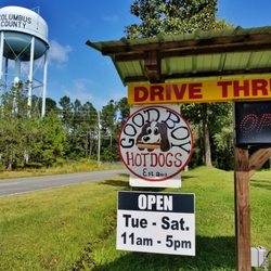 Good Boy Hotdogs - Sign from road.