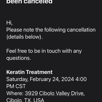 Salon Bellezza03 - Email I received by them stating I canceled when I never did. - Hair Salons Near Me - Cibolo, Texas Salon Bellezza03 - Email I received by them stating I canceled when I never did. - Hair Salons Near Me - Cibolo, Texas