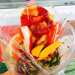 Memos Fruit Stand - Pina loca with jicama, mangoes, and pineapple