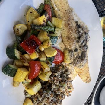 North Country Kitchen and Bar - Walleye with morels, grains and veg - Southern Near Me - Suttons Bay, Michigan
