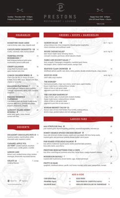 Menu photo 2 Prestons Restaurant + Lounge Vancouver Vancouver, BC Menu photo 2 Prestons Restaurant + Lounge Vancouver Vancouver, BC