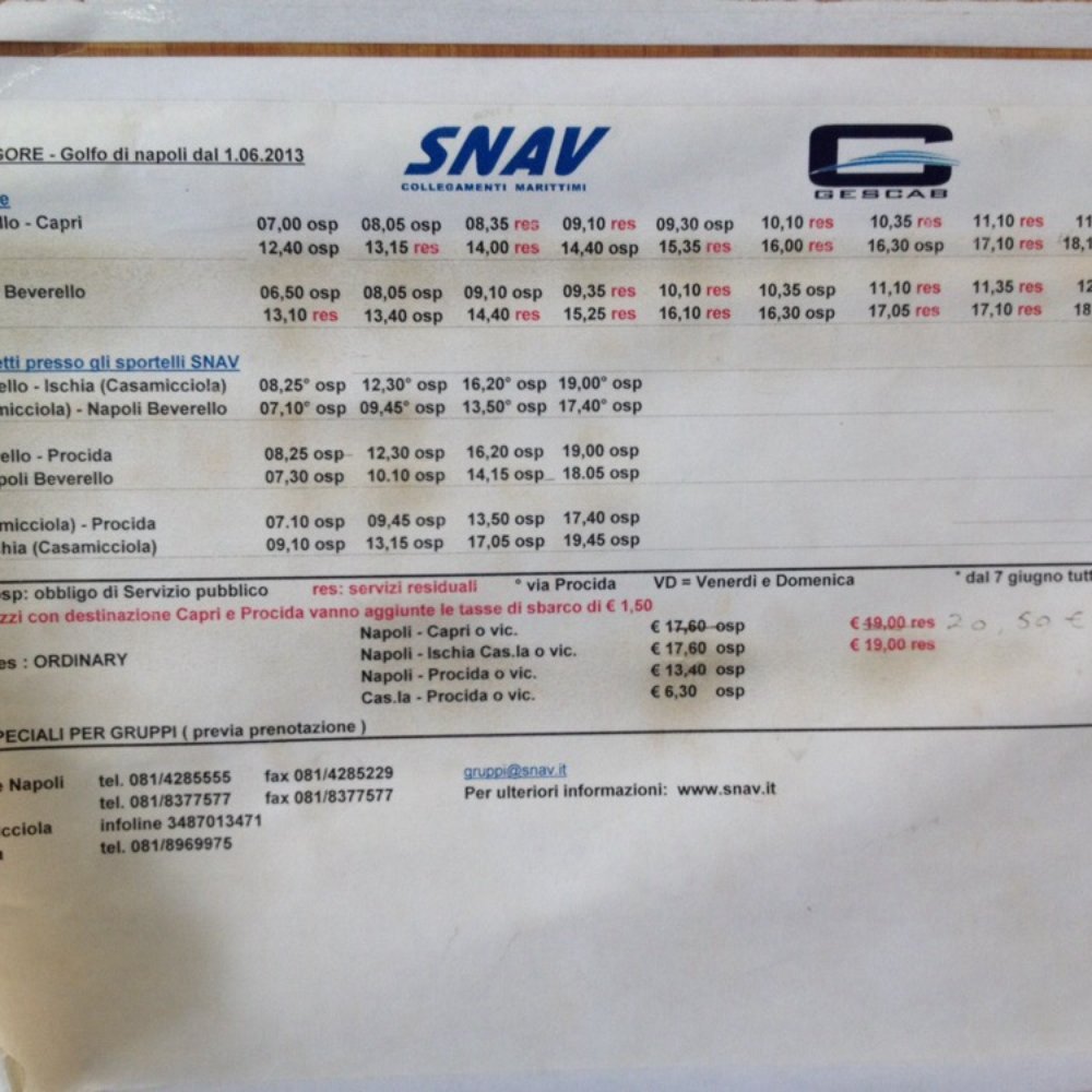 Ontano Tour - Fast boat schedule. 50 mins between Napoli and Ischia. Slow boat takes an hour and a half. - Travel Services Near Me - Naples, NA