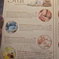 Star Nails Salon - Pedicure choices