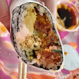 Fistbump sushi burrito and "handmade dipping sauce"