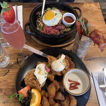 Surisan - Top: bibimbap (AKA Dolsot) Middle: Raspberry Mimosa and Millionaire's bacon Bottom: Country Benedict - Korean Near Me - San Francisco, California Surisan - Top: bibimbap (AKA Dolsot) Middle: Raspberry Mimosa and Millionaire's bacon Bottom: Country Benedict - Korean Near Me - San Francisco, California