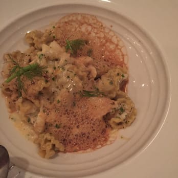 SPQR - Wild fennel Campanella, Dungeness crab, lemon, poppy and shellfish brodo - Italian Near Me - San Francisco, California SPQR - Wild fennel Campanella, Dungeness crab, lemon, poppy and shellfish brodo - Italian Near Me - San Francisco, California