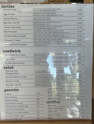 Menu photo 1 Cloud9 Coffee Palo Alto, CA