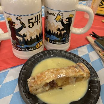 Big Bear Lake Oktoberfest - Apple strudel with vanilla sauce, very good! - Festivals Near Me - Big Bear Lake, California Big Bear Lake Oktoberfest - Apple strudel with vanilla sauce, very good! - Festivals Near Me - Big Bear Lake, California
