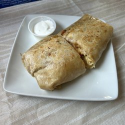 El Jacal Mexican Restaurant - Chicken burrito (sour cream normally comes inside, we asked for it on the side).