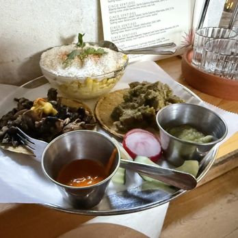 Clavel - Hongos con  huitalcohe taco (mushrooms and corn fungus), lengua (tounge) taco, Esquite (deconstructed street corn app) - Bars Near Me - Baltimore, Maryland