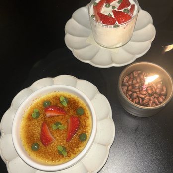 Leila - Complementary crème brûlée birthday dessert & vanilla soft serve with strawberry pistachio topping - Italian Near Me - Honolulu, Hawaii