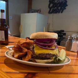Pete's Pub & Grub - Big Juicy Black Angus Burger  with twisted fries, delicious