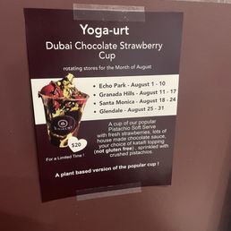 Dubai chocolate strawberry cup rotating schedule