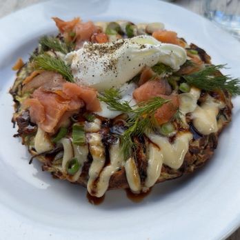 Threefold Cafe - Smoked Salmon Okonomiyaki - Breakfast & Brunch Near Me - Coral Gables, Florida Threefold Cafe - Smoked Salmon Okonomiyaki - Breakfast & Brunch Near Me - Coral Gables, Florida