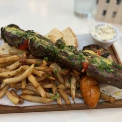 Meraki Greek Bistro - Filet Mignon kabob platter