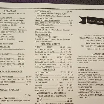 Franco's Cafe - Francis menu - Cafes Near Me - Rancho Cordova, California
