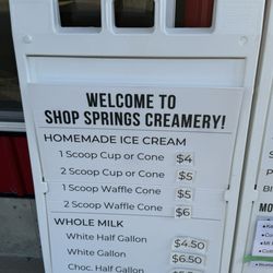 Shop Springs Creamery - Menu- August 2024