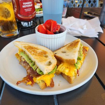 Corner Table - Breakfast sandwich hit the spot. My additional cost fruit loool. - Breakfast & Brunch Near Me - Redwood City, California