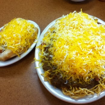 Skyline Chili - Jumbo Five-Way and a Cheese Coney, both with Habanero Cheese - Fast Food Near Me - Columbus, Ohio Skyline Chili - Jumbo Five-Way and a Cheese Coney, both with Habanero Cheese - Fast Food Near Me - Columbus, Ohio